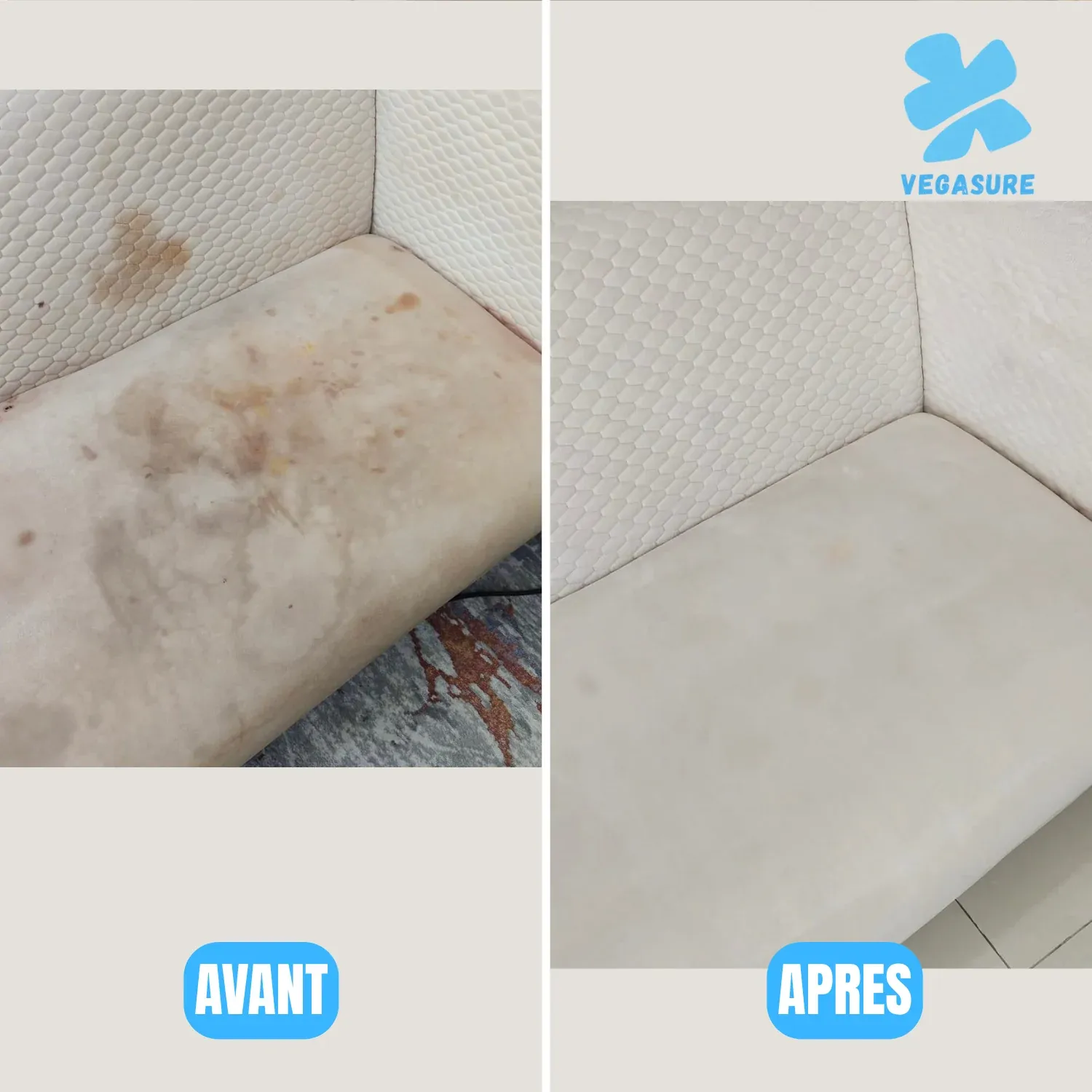 Assise claire — avant et après nettoyage.